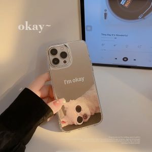 ins Sunglass Dog Pattern Electroplated Makeup Mirror Phone Case For iPhone 14 16 15 12 13 11 Pro Max Shockproof Protective Cover
