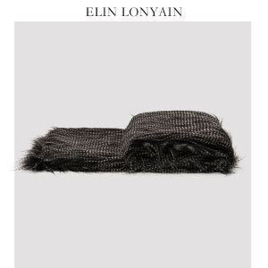ELIN LONYAIN | Modern Luxury Black and White Abstract Faux Fur Throw Blanket