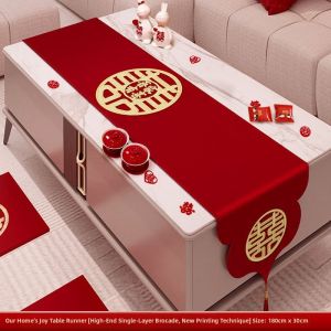 BAIJUXIN | Red Wedding Tablecloth with Auspicious Characters Decoration