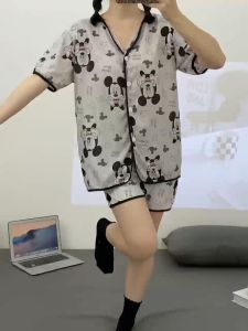 Y&L Fashion #A001 Cute Cartoon Pattern Polyester Comfortable Ribbed Knit Fabric 3 in 1 Pajama Set