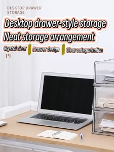 3pcs Acrylic Desktop Drawer Organizer Table Transparent Stackable Makeup Cosmetic Storage Box Dustproof