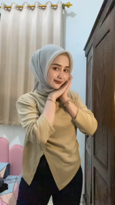 Melodyoutfit - One Set Outfit Remaja (Hijab Blouse Celana) Outfit Blouse Asarina Korean Knit OOTD Remaja Hijab - Set AA441