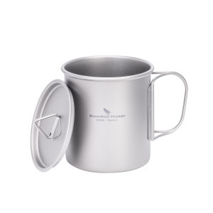 Boundless Voyage Titanium Camping Mug with Lid Stackable Cup Travel Tableware for Backpacking Hiking Home Use
