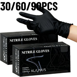 30/60/90PCS Disposable Black Nitrile Gloves Disposable Cleaning Gloves Home Kitchens Pet Bathing Essential Cleaning Tools