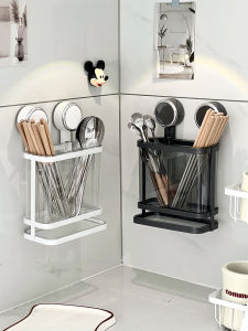 Wall-Mounted Stainless Steel Chopsticks Holder Kitchen Utensil Storage Rack Anti-Mold Spoon Stand Home Use Drainage Box