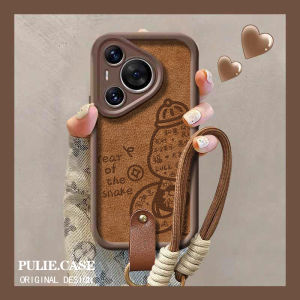 Huawei Pura70Pro Mate60Pro+ Silicone Phone Case Anti-Fall Full Cover Cartoon Snake Design Mens Style with Lanyard And Bracelet