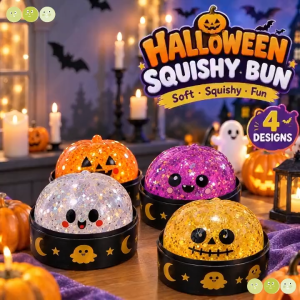 Halloween Squishy Toy Set Jack O Lantern Skeleton Cute Ghost Purple Soft Slow Rising Stress Relief Fidget Anxiety Relief Trick or Treat Gift for Kids Adults Party Favor