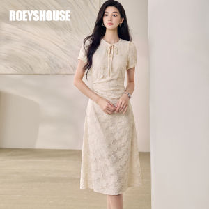 Roey s house | Unique Designed Brocade Waist Cinched Sleeveless Summer Commuter Lace-Up Midi Dress