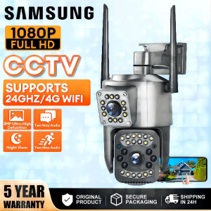 SAMSUNG Dual Lens Waterproof For House Outdoor CCTV Camera Connect Cellphone Wifi Connect 360 8MP Auto Tracking Wireless Two Way Audio Night Vision Home IP Security Cameras