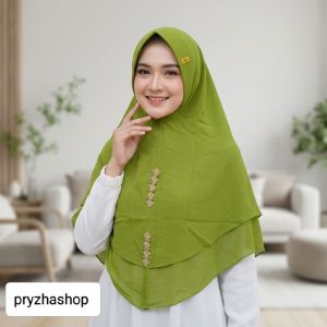 Hijab 2 layer permata segitiga ceruty babydoll XL