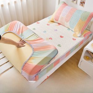Summer Ice Silk Latex Cooling Bedding Cover 90x190 Single Person Mattress Protector Anti Slip Bed Sheet Cover Skin Friendly