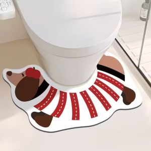 VIKAMA Hoạt Hình Đốm Dachshund Hình Chữ U Đệm Lót Bồn Cầu Chống Trơn Trượt Có Thể Giặt Được Thảm Phòng Tắm Phong Cách Hiện Đại Trang Trí Nhà