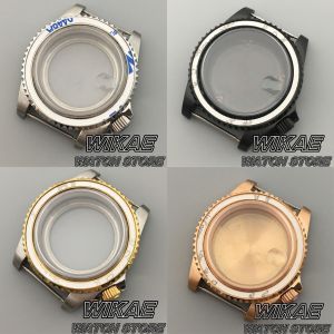 40mm 3.8 Crown Sapphire Glass Watch Case Black Silver Two Tone Rose Gold Fit NH35 NH36 ETA2824 PT5000 Movement Rotated Bezel