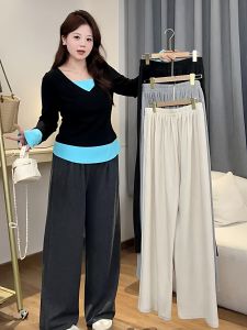 High Waist Loose Womens Casual Pants Fall Lazy Loose Feelings Straight Leg Pants Skin-friendly Breathable Comfortable Commute