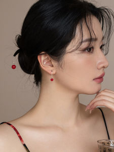 Original Design 925 Sterling Silver South Red Agate Earrings Chinese Ancient Style Luxury Minimalist Artistic Fashion Jewelry