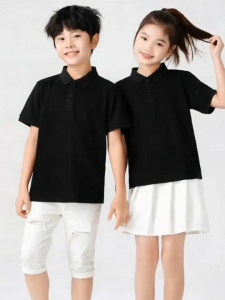 Kids Polo Shirt Plain Color Breathable Top Fashion Short-Sleeved Cotton for Kids Boys and Girls 4-10 Years Old