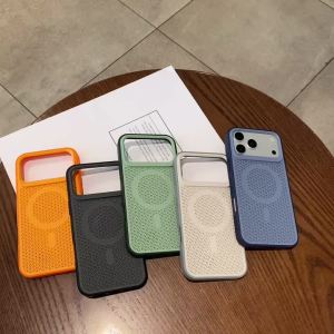 Cooling Heat Dissipation Mesh Magnetic Case for iPhone 17 Air 16 15 14 13 Pro Max For Magsafe Breathable Matte Shockproof Cover