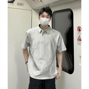 American Style Mens Short Sleeve POLO Shirt Boxy Fit Breathable Summer T-Shirt Shoulder Insertion Five Sleeve Cotton Casual Wear