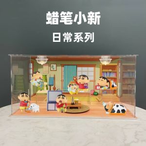 Crayon Shinchan Hàng Ngày Series Mù Hộp Đồ Chơi Màn Hình Ốp Lưng Tập Thể Anime周边 Cảnh Chủ Đề Trưng Bày Acrylic Mẫu Giá Đỡ