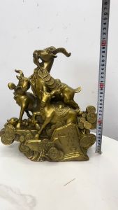 Tượng tam dương khai thái phong thủy bằng đồng loại đẹp DxRxC 30x14x29cm nặng 3.5kg