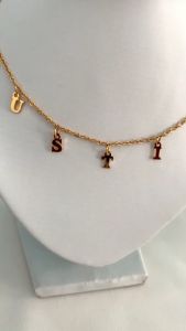 Kode 032 Kalung Nama Custom Huruf Spasi Lapis Emas 24k Anti Karat