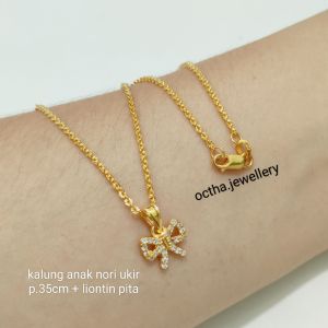 KALUNG NORI UKIR ANAK SET LIONTIN PERAK 925 ASLI LAPIS MAS