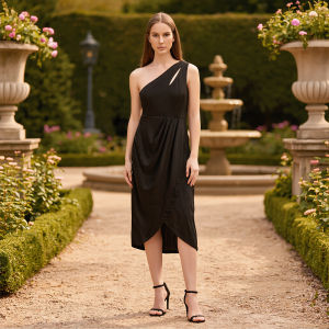 Hollow Lace-Up Slim Fit Solid Summer Dress