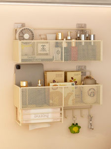 Wall Mounted Storage Rack for Bedside No Drilling