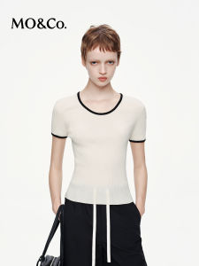 MO&Co. | Spring Autumn Round Neck Fitted Short Sleeve Knitwear