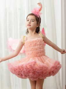 ชุดเดรส Tutu แขนกุดสไตล์เจ้าหญิงสำหรับเด็กผู้หญิง ชุดวันเกิดเด็ก ชุดเจ้าหญิง ชุดเดรสยาวปานกลาง ผ้าฝ้ายผสมนุ่ม ฤดูใบไม้ผลิและฤดูร้อน