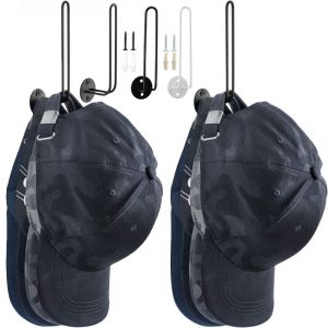 Portable Wall Mounted L Shape Wire Baseball Cap Rack Bedroom Space Saving Storage Hook Home Multipurpose Hat Hanger Storage Bracket