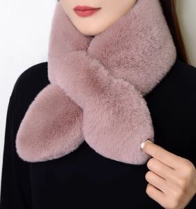 Khăn Choàng Lông Thỏ Ấm Áp Mùa Đông Cho Nữ Lót Lông Thỏ Nhân Tạo Khăn Choàng Chéo Đa Năng Cổ Tay Đa Năng Dùng Chung Cho Nam Và Nữ