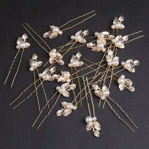 European U-Shaped Pearl Alloy Hair Fork Wedding Dress Accessory Gold Color Bridesmaid Hairpin Original Design Fashionable Hair Ornament