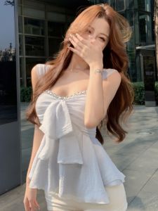 GUZILIAN | เสื้อกั๊กแขนกุดผ้าชีฟอง Pure Desire สำหรับผู้หญิงในฤดูร้อน เสื้อทรงเข้ารูป ทรงสั้น เสื้อคลุมแบบสวมหัว เสื้อผ้าทำงานสไตล์เกาหลี