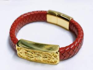 กำไลสายหนังถักลูกคิด แผ่น ไซส์ 19 ซม ถูกที่สุด