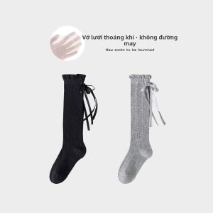 TENGNAIMEI | Vớ Mỏng Hè Mesh Bông Có Nơ Cổ Trung Bình