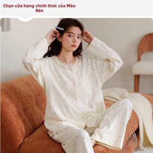 MiiOW | Bộ Đồ Ngủ Phối Cao Cấp Cho Nữ Từ Cotton Mùa Xuân và Thu