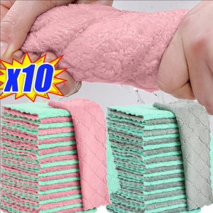 10pcs Super Absorbent Microfiber Cleaning Cloth / Non-stick Oil Cloth Kitchen Dishwashing Towel / Reusable Household Cleaning Rags