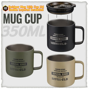 Outdoor Mug With Cup Lid Double Layered Insulated Camping Coffee Cup 304 304 Stainless Steel Portable Picnic Tourist Trekking Hiking 350ML
