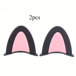 2PCS Motorcycle Helmet Decoration Cat Ear Cute Car Decoration Sticker Motorcycle Helmet Decoration (Cat Ear Shaped Bread)