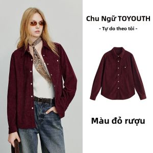 Toyouth | Áo Sơ Mi Dài Tay Phong Cách Retro Chất liệu Corduroy Pháp Mới Về