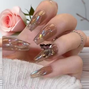 10PCS New Aurora Bunny – Gradient Diamond Sparkling Press-On Nails With 4-PIECE Tools  Super-Strong Nail Adhesive Tabs