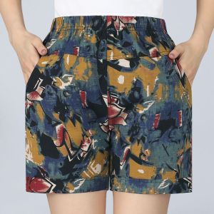 กางเกงขาสั้นผ้าฝ้ายลินินบางสำหรับผู้หญิงวัยกลางคน กางเกงขายาวห้าส่วนสำหรับใส่ไปทำงานในฤดูร้อน กางเกงขายาวทรงตรงสำหรับคุณแม่