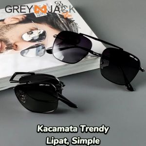 Grey Jack Kacamata Hitam Polarized Foldable Metal Bentuk Kotak Anti UV400 2360