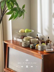 Bamboo Desktop Cup Holder Storage Rack Acrylic Kitchen Dining Table 2/3L Coffee Machine Storage Rack