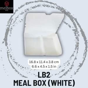 [600 pcs ❗️❗️] LB2 WHITE 2 Division Take Out Meal Box White  Wholesale Disposable