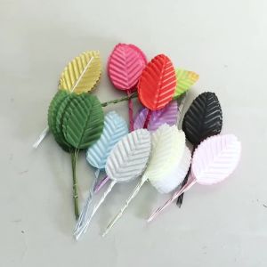 40pcs/lot Colorful Artificial Leaves Fake Plants For DIY Home Wedding Flower Bouquet Corsage Decoration Making Accessories