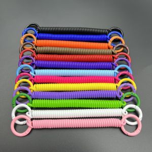 2/6PC Plastic Spring Rope Key Chain RetractableKeychain Anti-drop Rope Spring Hanging Chain  Wallets Backpacks  Casual Style