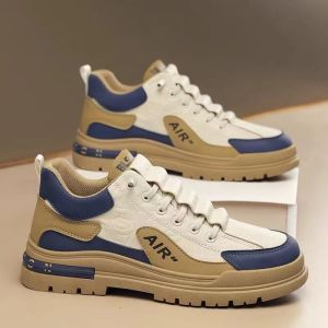 Men Thick Sole Rubber Shoes Korean Fashion Breathable Lace Up Sports Sneakers Comfortable Flat Casual Shoes For Men On Sale