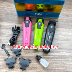 iPro Tông đơ chấn viền Barber S1088 cao cấp sắc nét 3 màu xanh đen hồng pin lithium 1600mAh lưỡi thép không gỉ sắc bén
